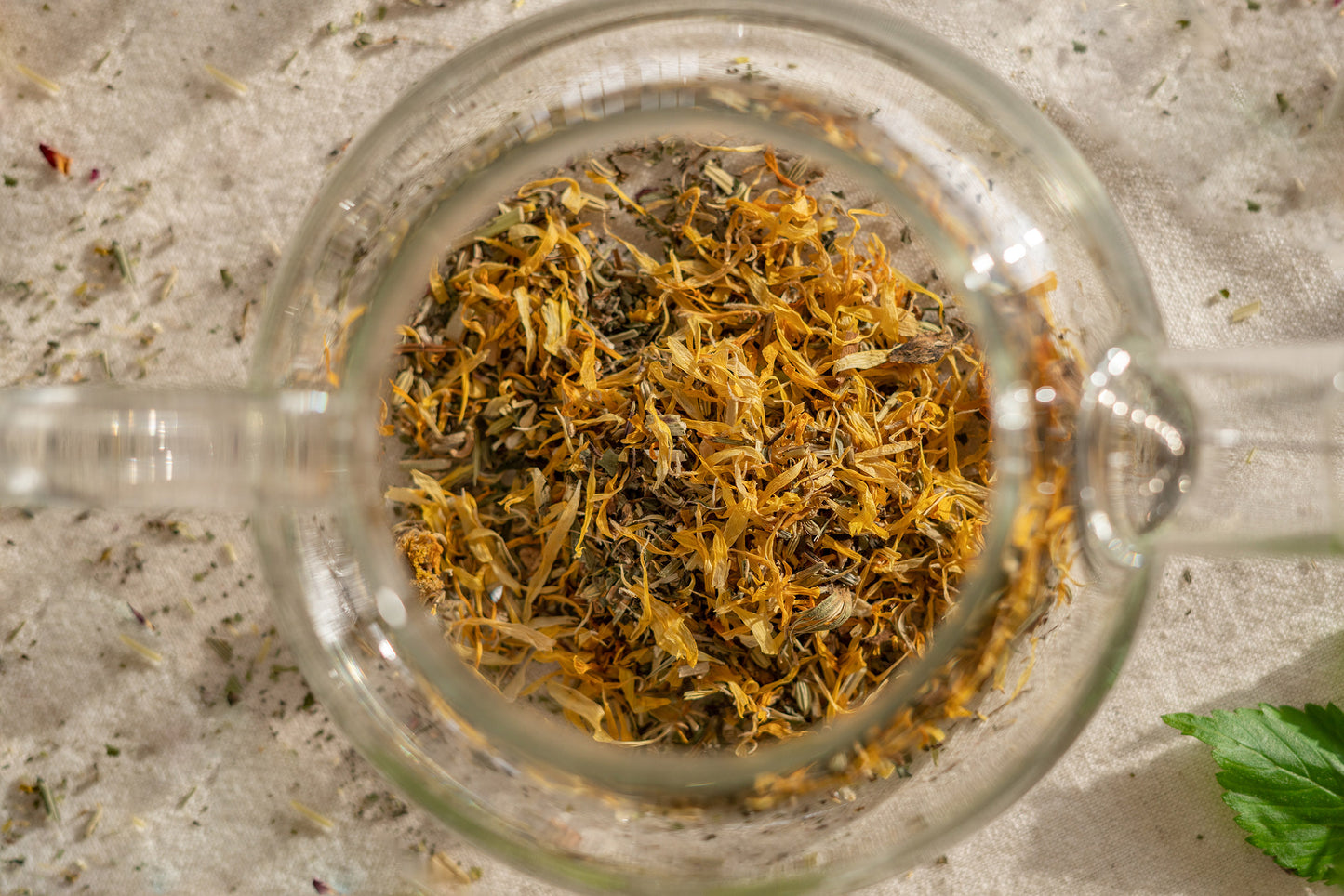 digestion supporting herbs in a tea pot